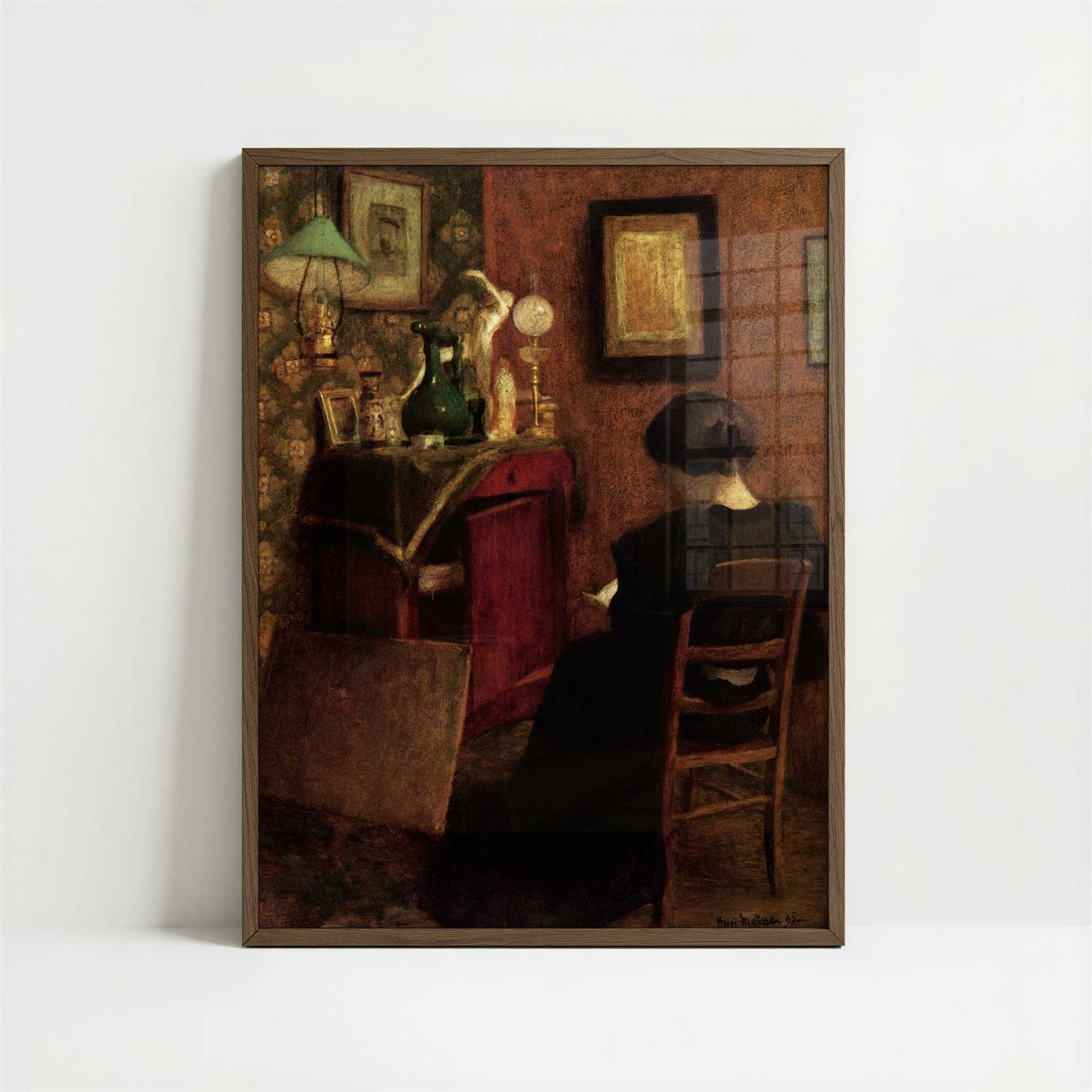 Woman Reading (c.1894) by Henri Matisse – Art Print - Art print in dark wood frame
