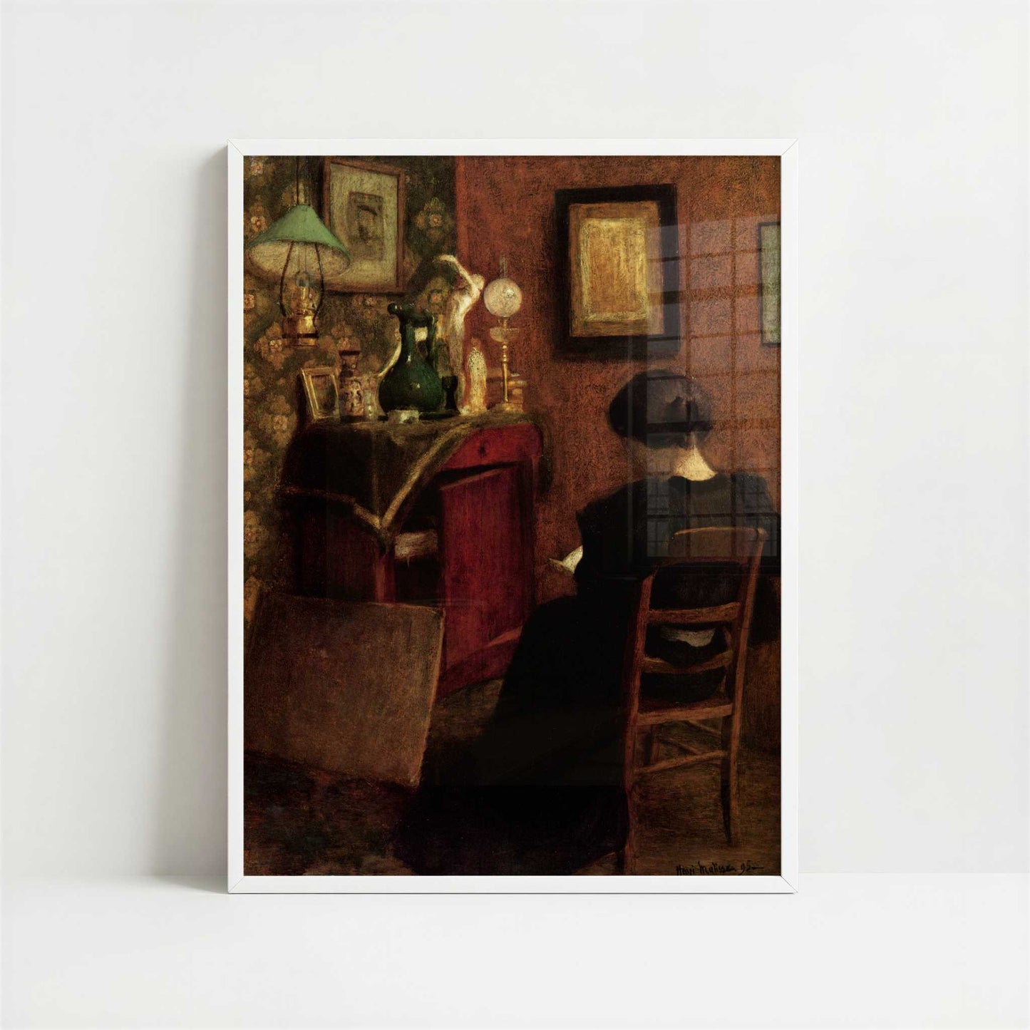 Woman Reading (c.1894) by Henri Matisse – Art Print - Art print in white frame