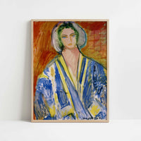 Woman in a Blue Grandoura (1951) by Henri Matisse – Art Print - Art print in oak frame