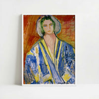 Woman in a Blue Grandoura (1951) by Henri Matisse – Art Print - Art print in white frame