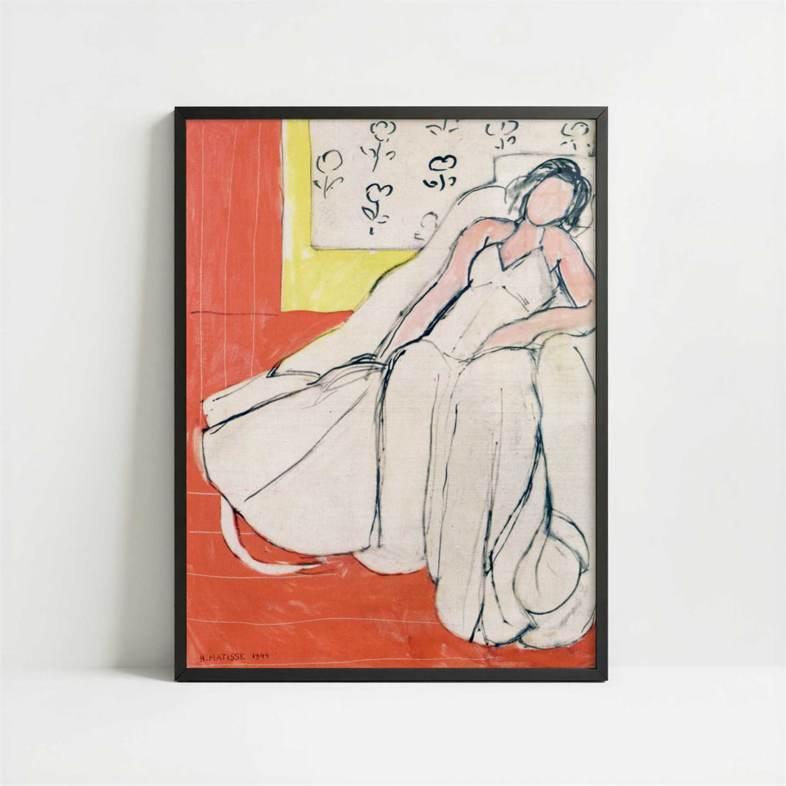 Woman in a White Coat (1944) by Henri Matisse – Art Print - Art print in black frame