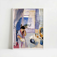 Woman Reading at a Dressing Table (1919) by Henri Matisse – Art Print - Art print in white frame