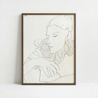 Woman with Checked Collar (1938) by Henri Matisse – Art Print - Art print in dark wood frame