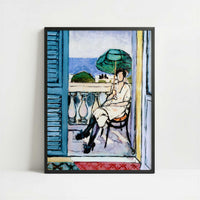 Woman with a Green Parasol on a Balcony (1919) by Henri Matisse – Art Print - Art print in black frame