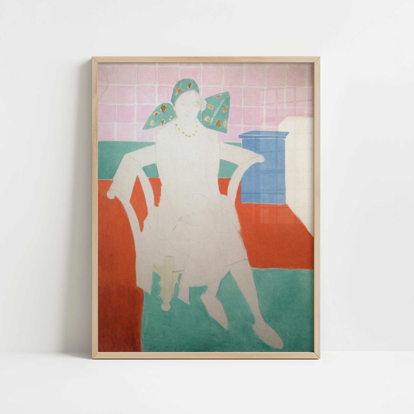 Woman with a Madras Hat (1929) by Henri Matisse – Art Print - Art print in oak frame