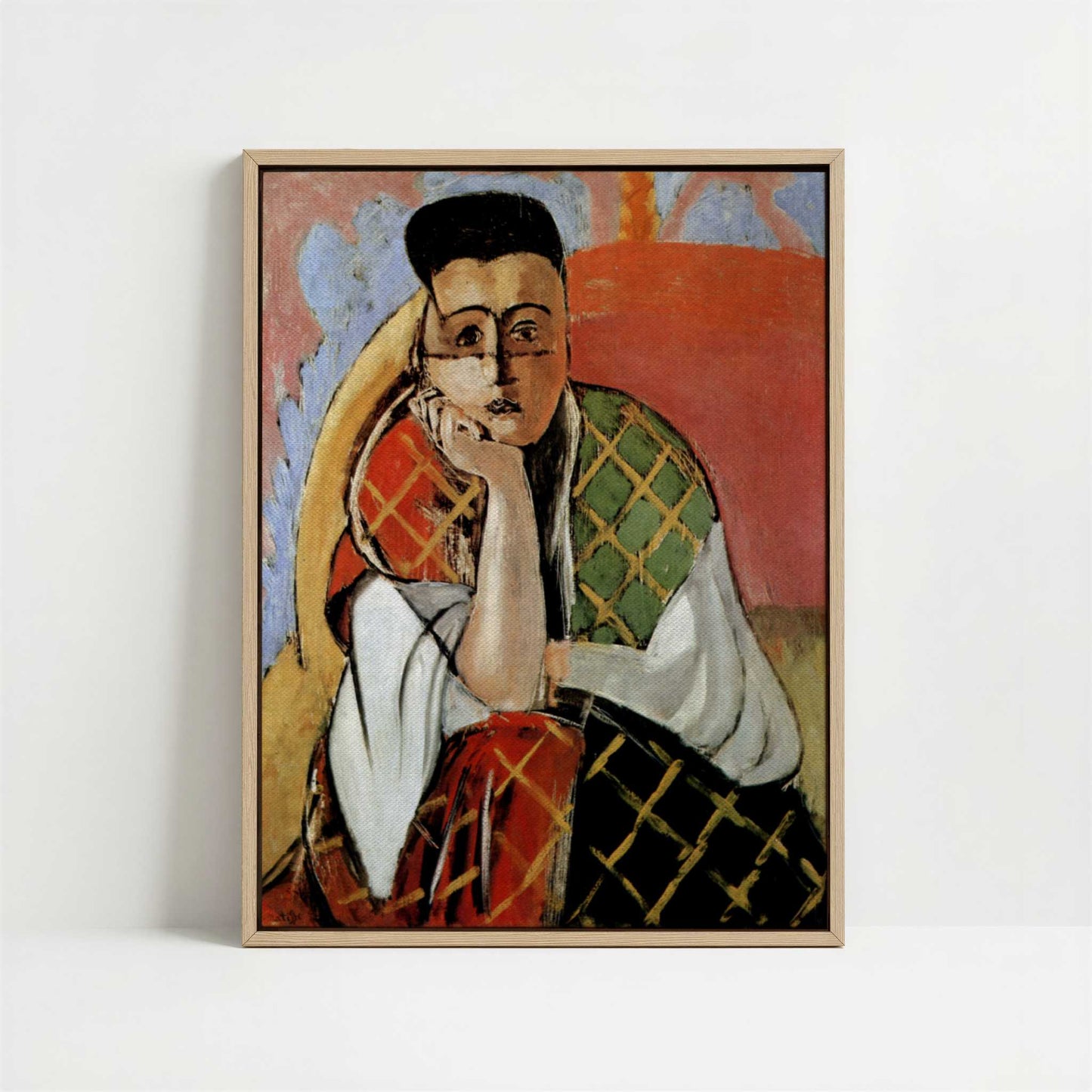 Framed Canvas - Framed canvas in oak color frame