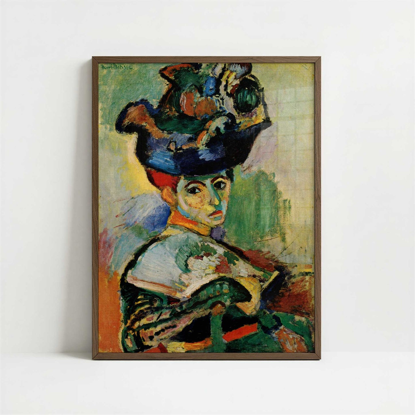 Woman with the Hat (1905) by Henri Matisse – Art Print - Art print in dark wood frame