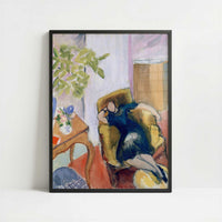 Young Girl in Black in a Yellow Armchair (1935) by Henri Matisse – Art Print - Art print in black frame