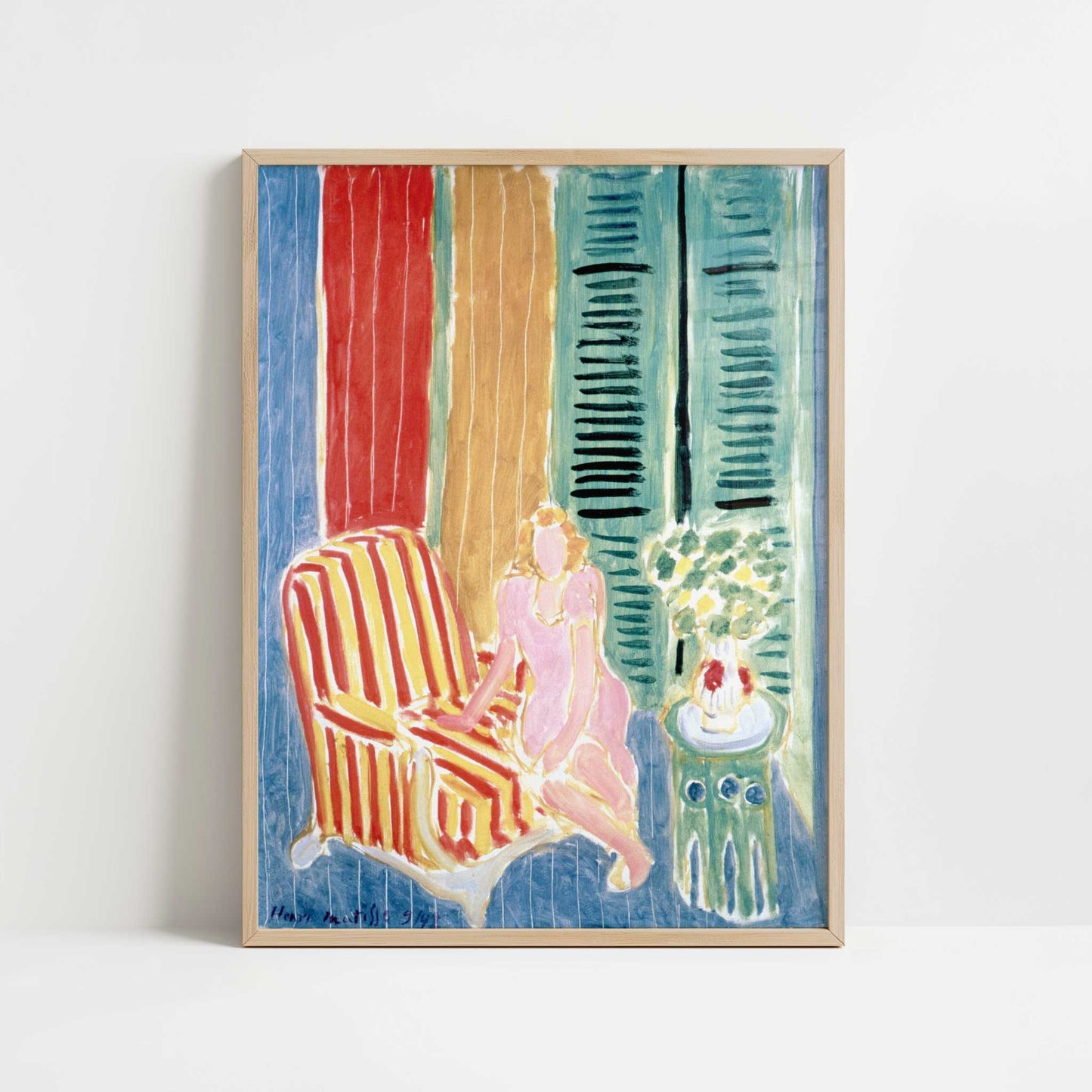 Young Woman in a Pink Dress (1942) by Henri Matisse – Art Print - Art print in oak frame
