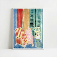 Young Woman in a Pink Dress (1942) by Henri Matisse – Art Print - Art print in white frame