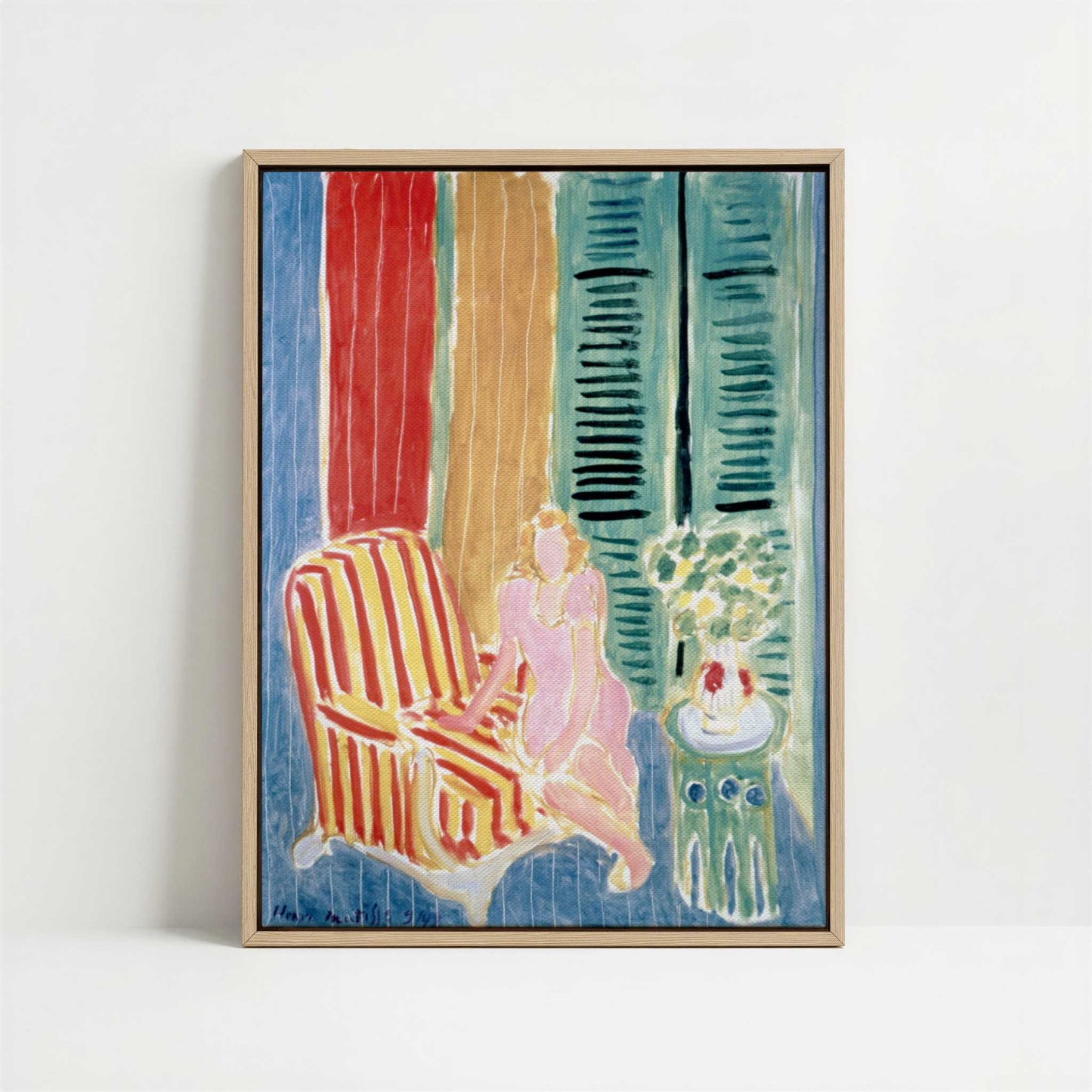 Framed Canvas - Framed canvas in oak color frame