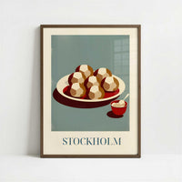 Meatballs from Stockholm, Sweden - Art Print - Art print in dark wood frame