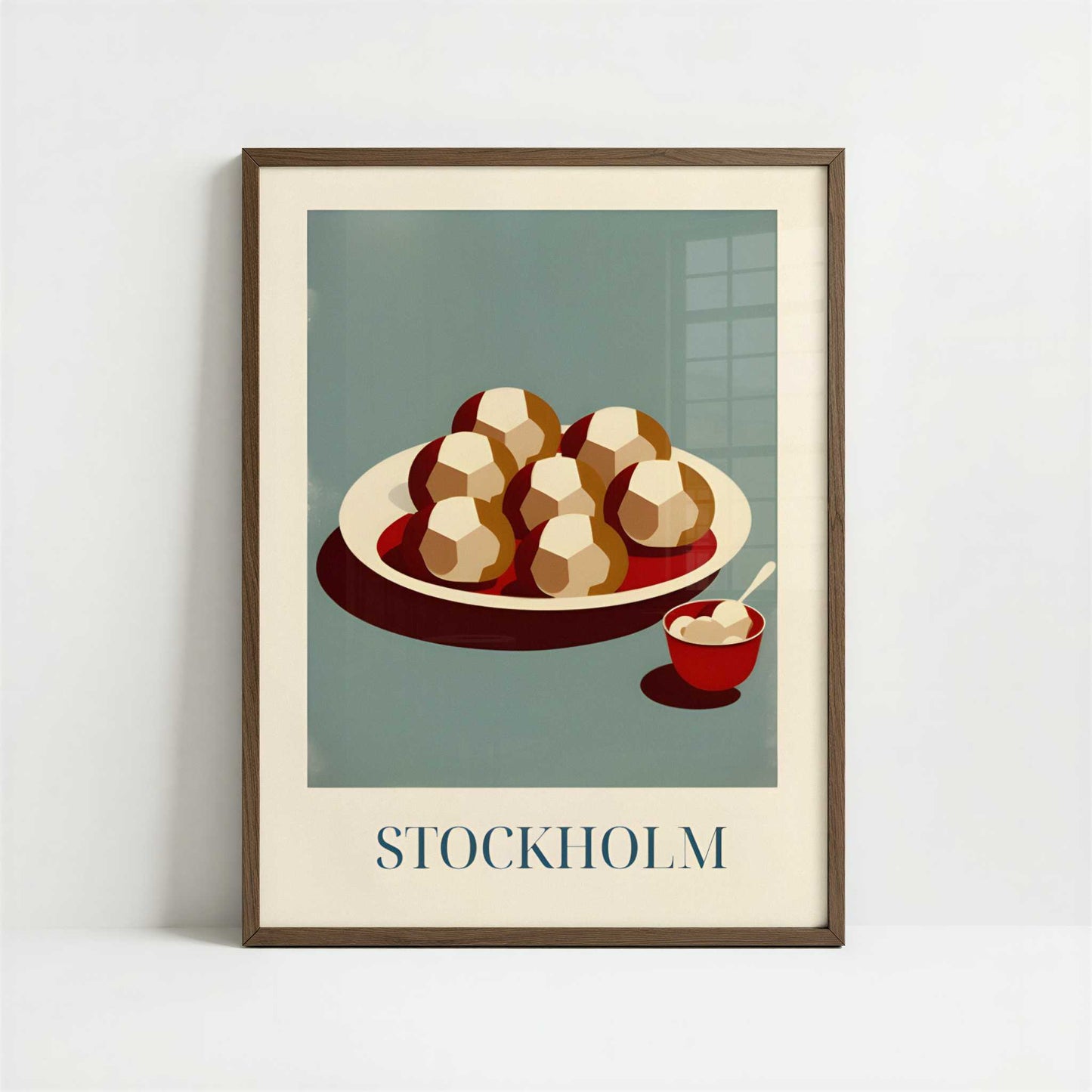 Meatballs from Stockholm, Sweden - Art Print - Art print in dark wood frame