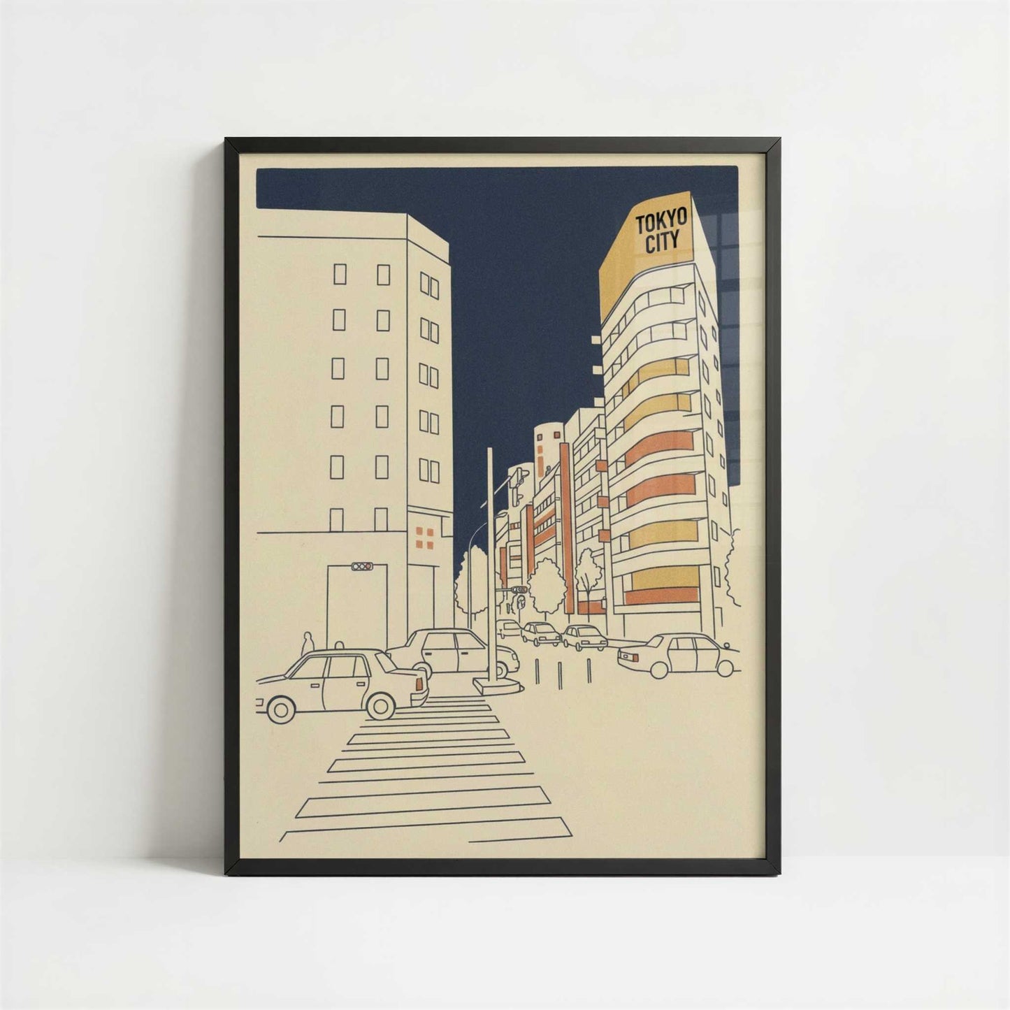 Midnight Geometry at Tokyo’s Streets - Art Print - Art print in black frame
