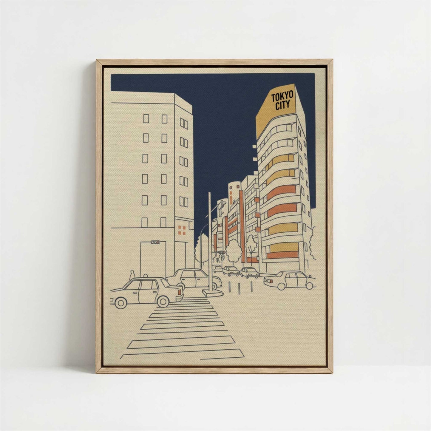 Framed Canvas - Framed canvas in oak color frame