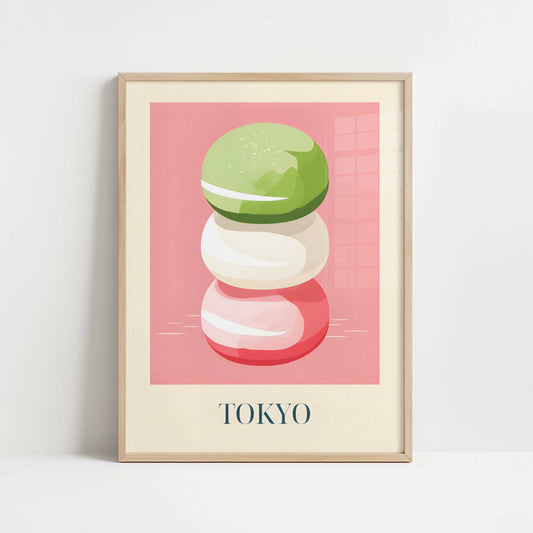Mochi from Tokyo, Japan - Art Print - Art print in oak frame