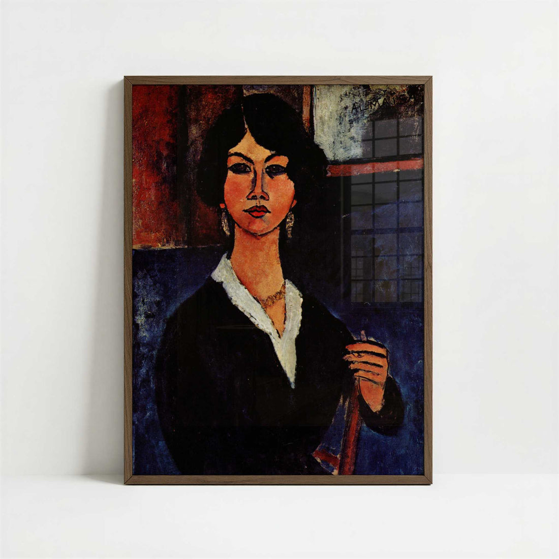 Almaisa (1917) by Amedeo Modigliani – Art Print - Art print in dark wood frame