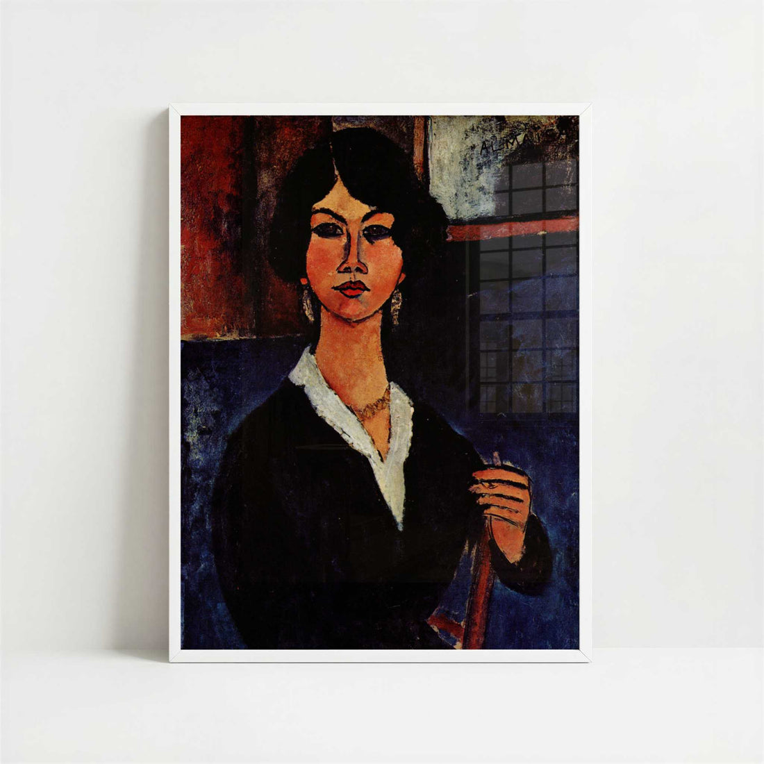 Almaisa (1917) by Amedeo Modigliani – Art Print - Art print in white frame