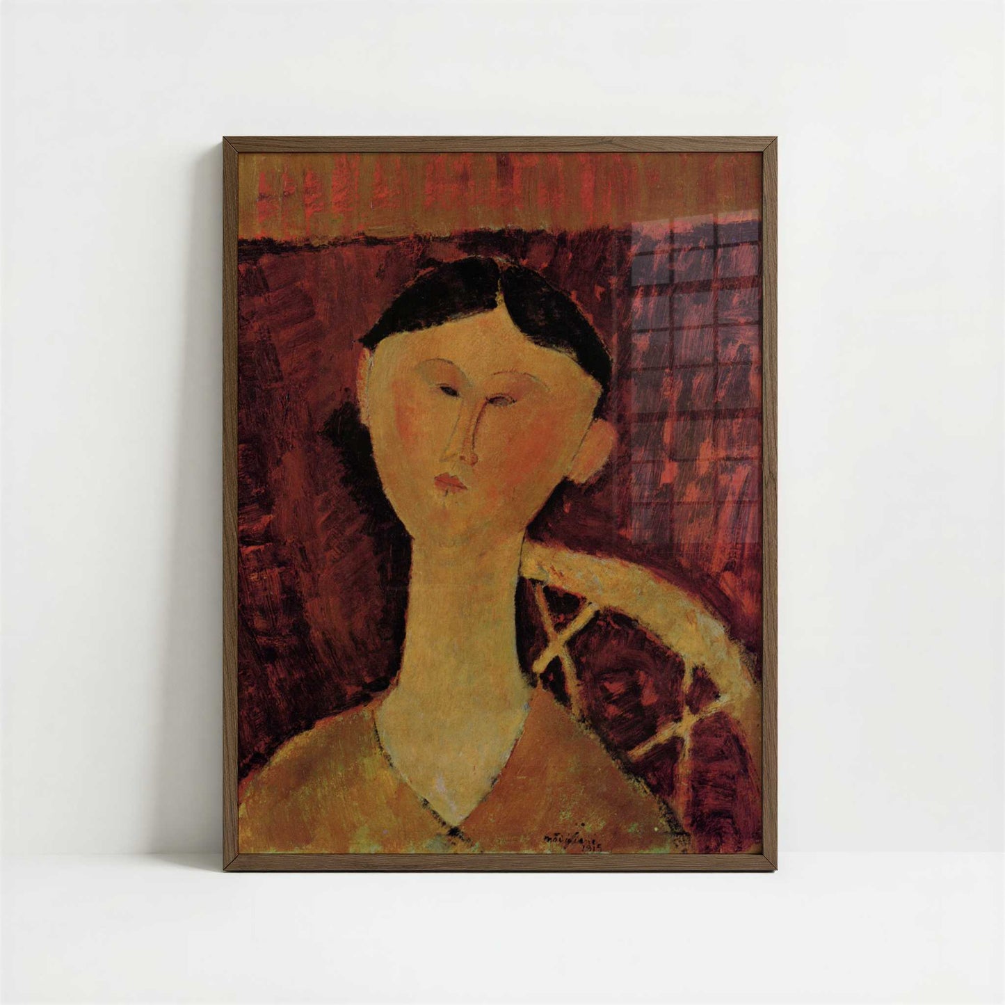 Beatrice Hastings (c.1915) by Amedeo Modigliani – Art Print - Art print in dark wood frame
