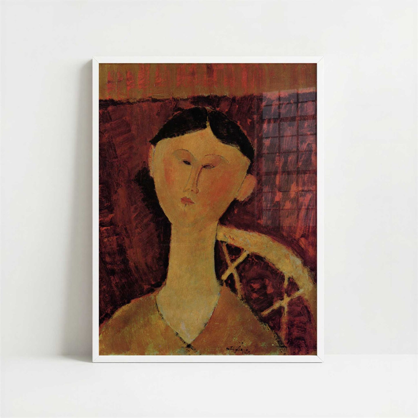Beatrice Hastings (c.1915) by Amedeo Modigliani – Art Print - Art print in white frame
