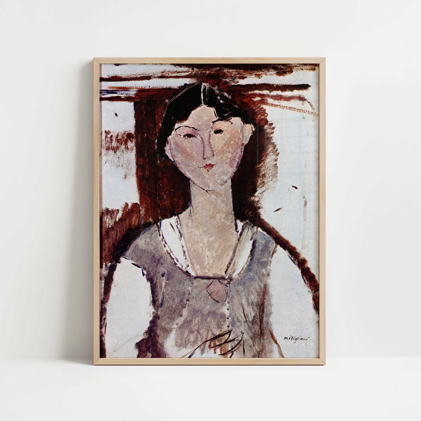 Beatrice Hastings (1915) by Amedeo Modigliani – Art Print - Art print in oak frame