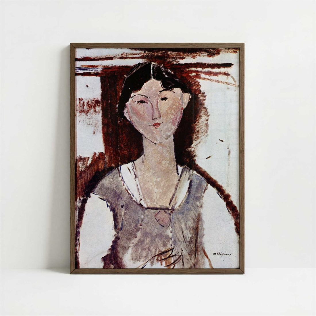 Beatrice Hastings (1915) by Amedeo Modigliani – Art Print - Art print in dark wood frame