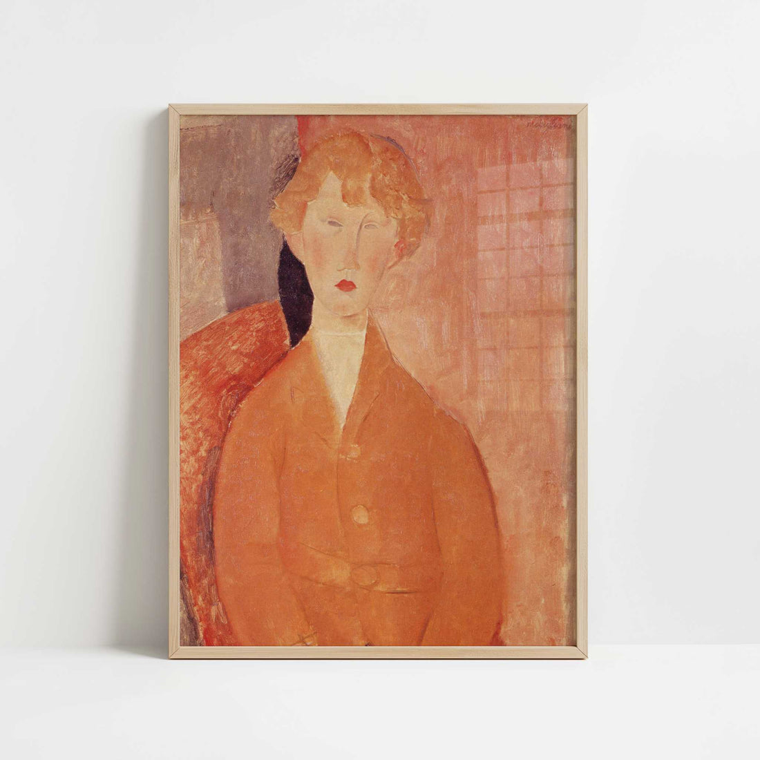 Boy in Shorts (c.1918) by Amedeo Modigliani – Art Print - Art print in oak frame