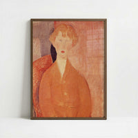 Boy in Shorts (c.1918) by Amedeo Modigliani – Art Print - Art print in dark wood frame