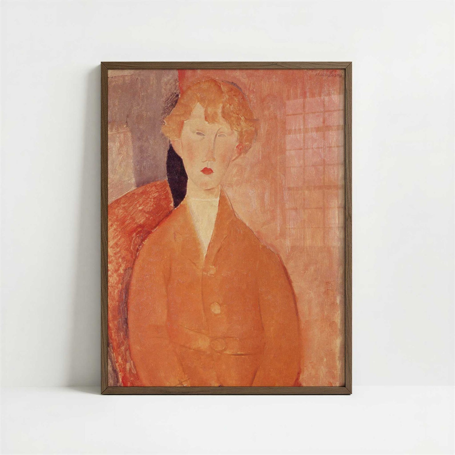 Boy in Shorts (c.1918) by Amedeo Modigliani – Art Print - Art print in dark wood frame