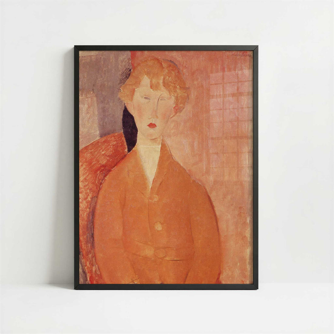 Boy in Shorts (c.1918) by Amedeo Modigliani – Art Print - Art print in black frame
