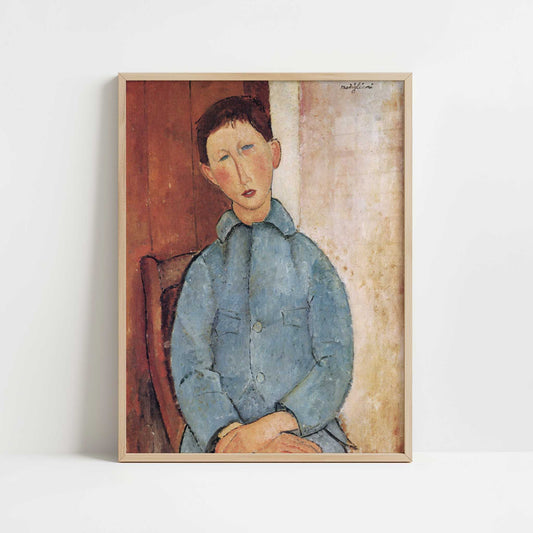 Boy in a Blue Jacket (1918) by Amedeo Modigliani – Art Print - Art print in oak frame