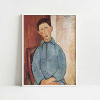 Boy in a Blue Jacket (1918) by Amedeo Modigliani – Art Print - Art print in white frame