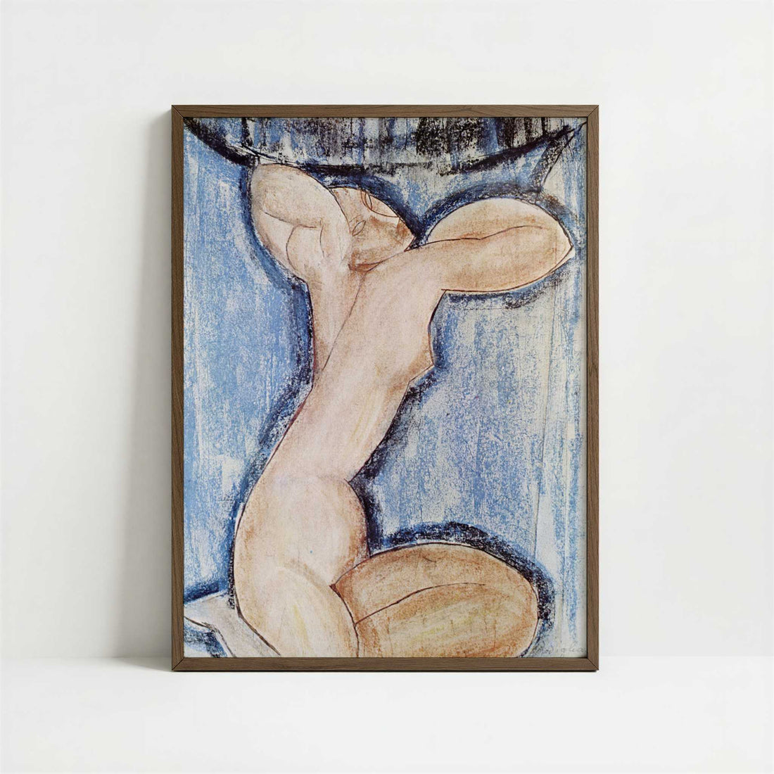 Caryatid (1910-16) by Amedeo Modigliani – Art Print - Art print in dark wood frame