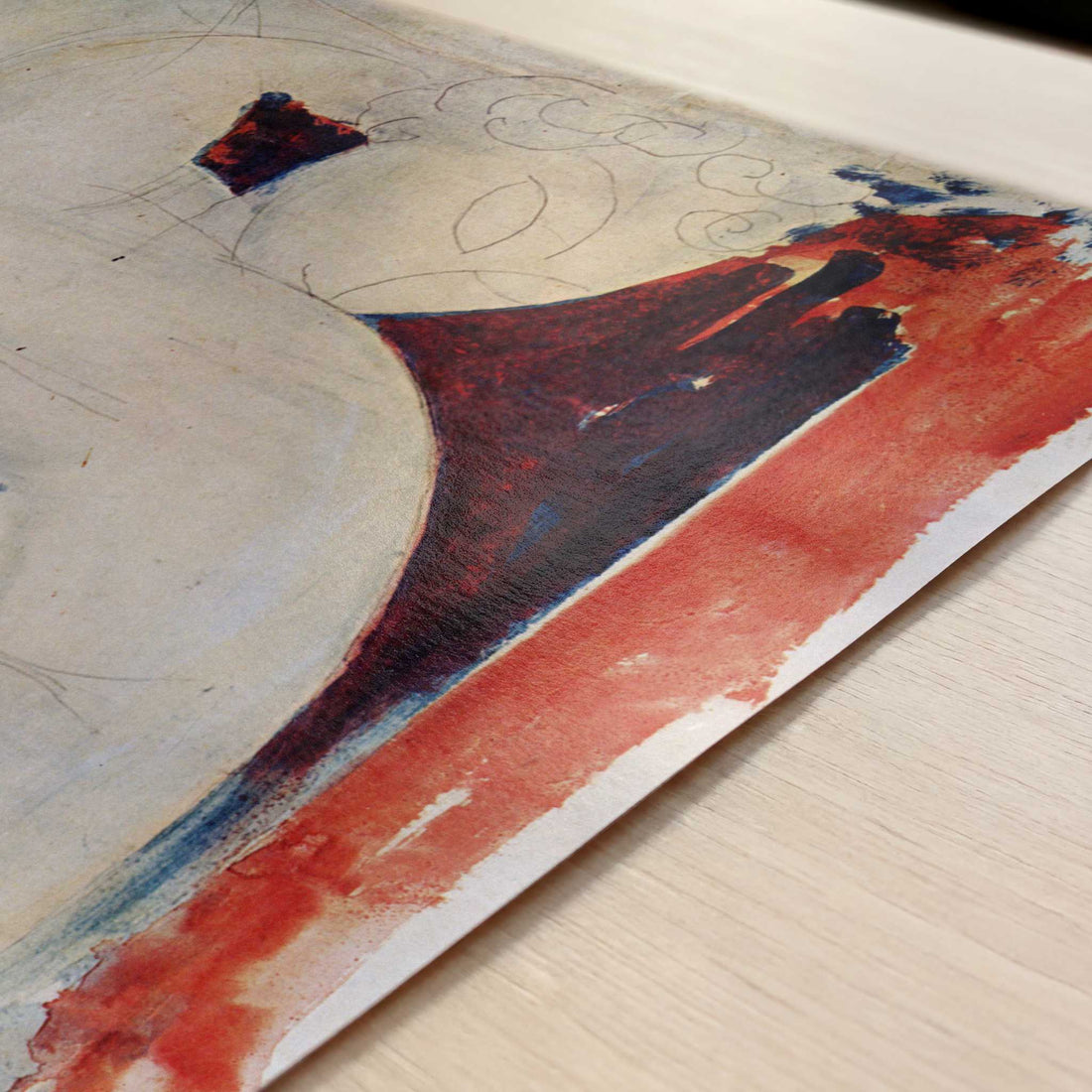 Caryatid (1913-14) by Amedeo Modigliani – Art Print - Close-up detail of the art print