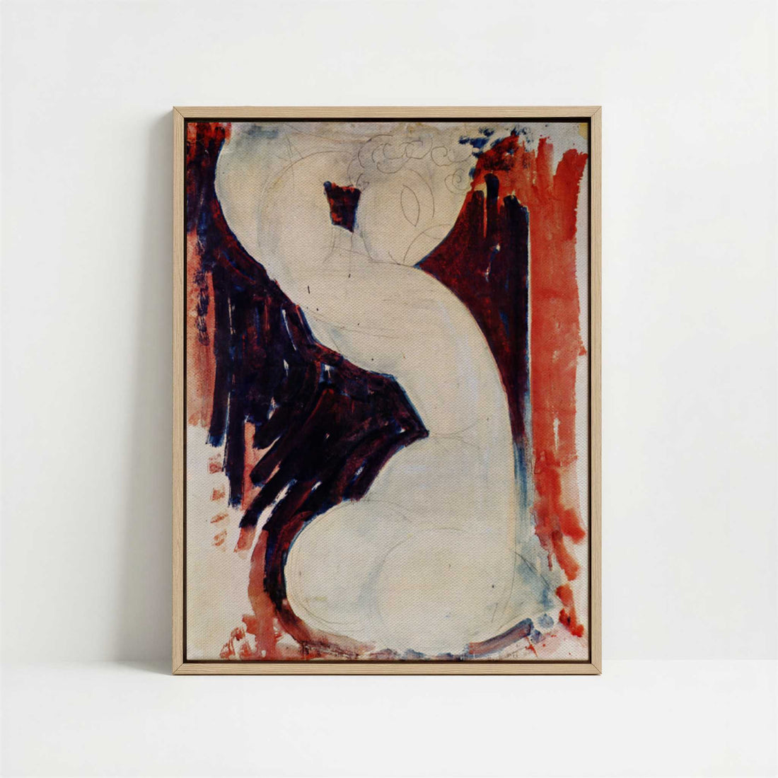 Framed Canvas - Framed canvas in oak color frame