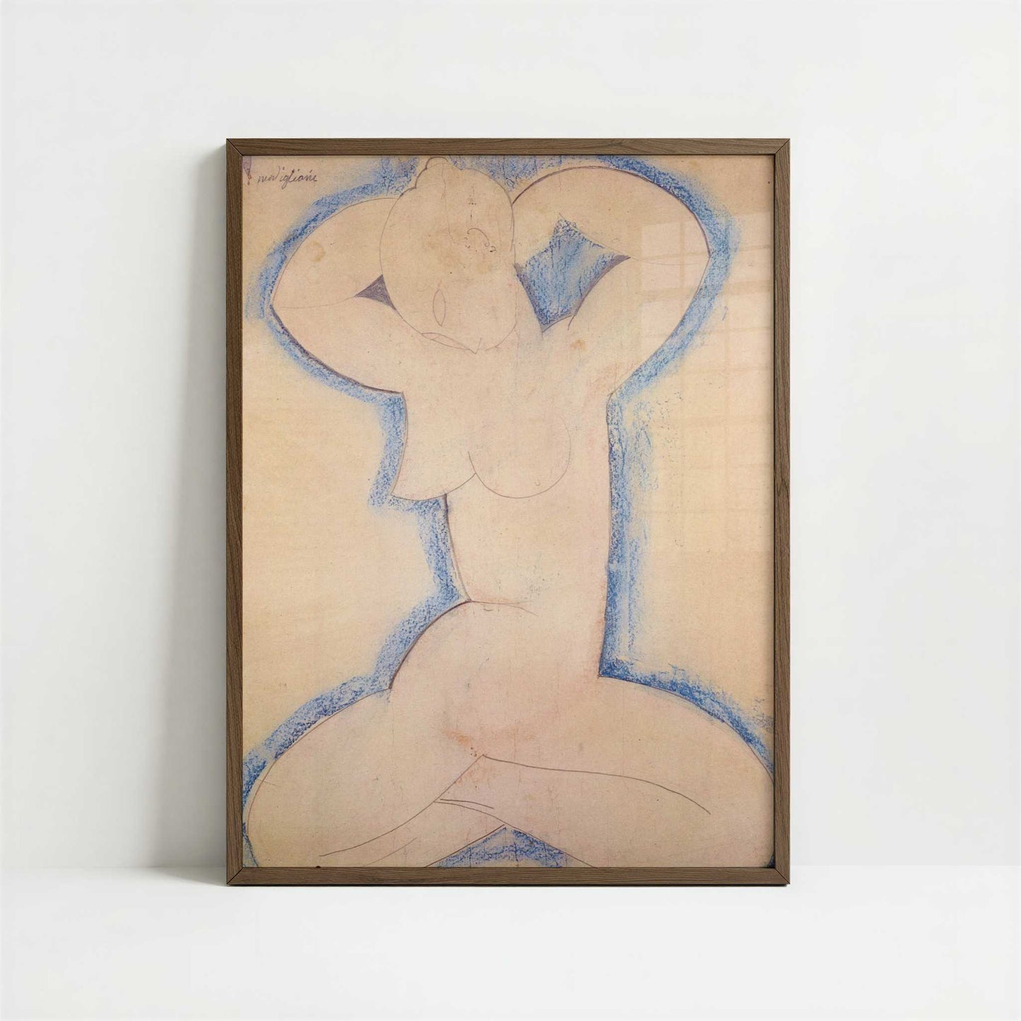 Caryatid (1913) by Amedeo Modigliani – Art Print - Art print in dark wood frame
