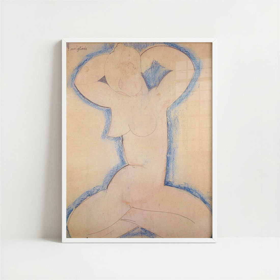 Caryatid (1913) by Amedeo Modigliani – Art Print - Art print in white frame