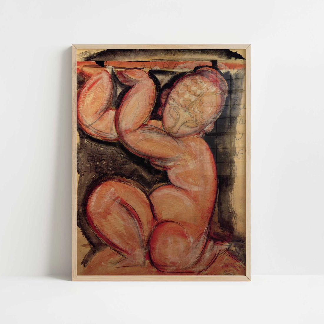 Caryatid (Audace) (1913) by Amedeo Modigliani – Art Print - Art print in oak frame