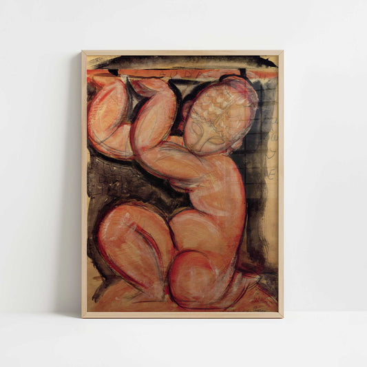Caryatid (Audace) (1913) by Amedeo Modigliani – Art Print - Art print in oak frame