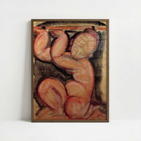 Caryatid (Audace) (1913) by Amedeo Modigliani – Art Print - Art print in dark wood frame