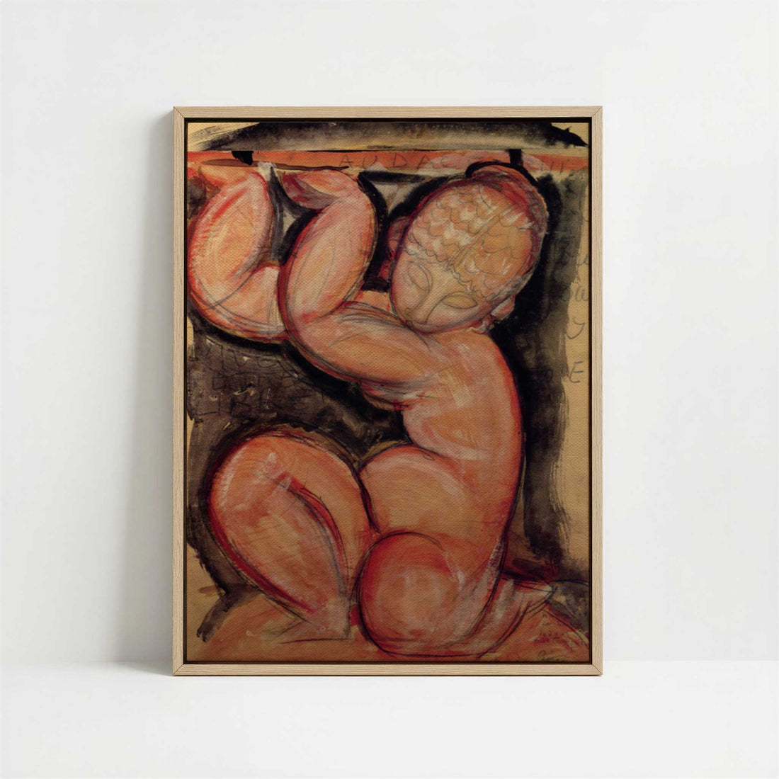 Framed Canvas - Framed canvas in oak color frame