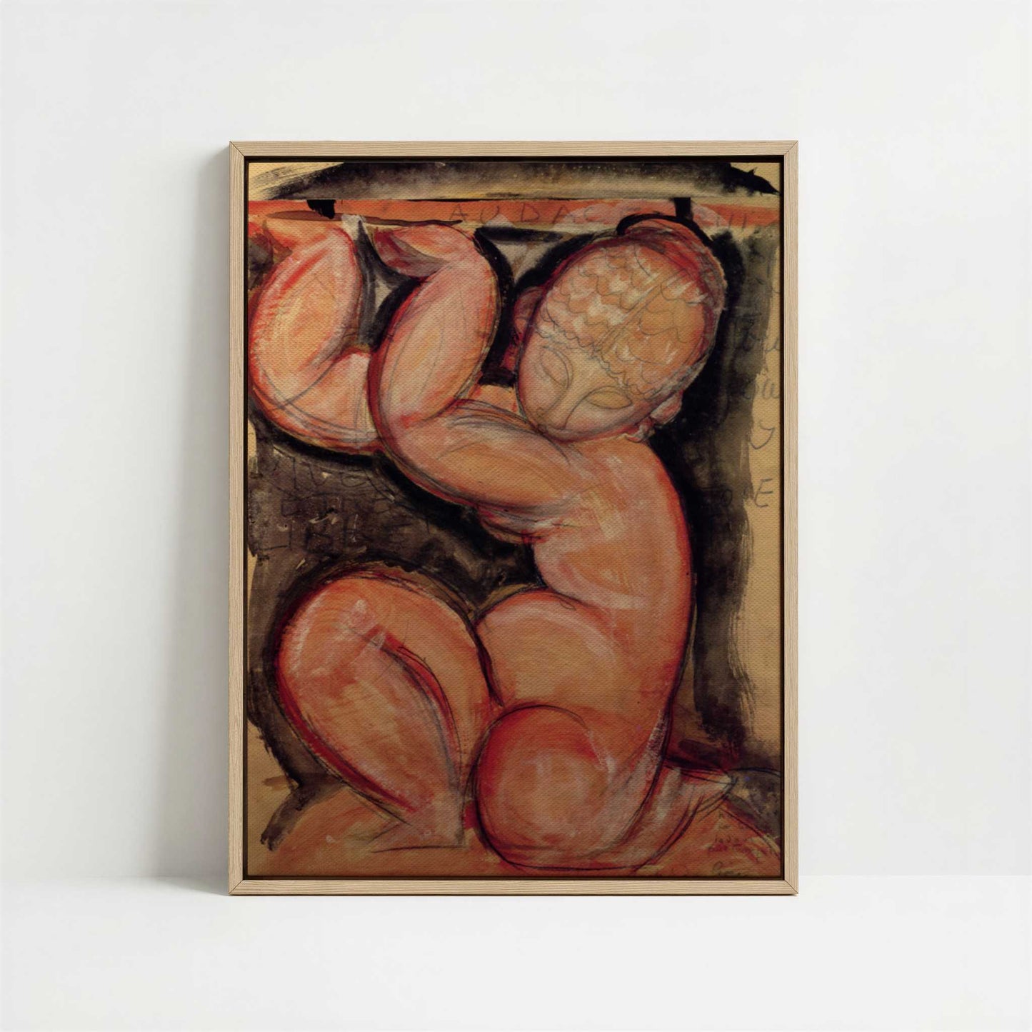 Framed Canvas - Framed canvas in oak color frame