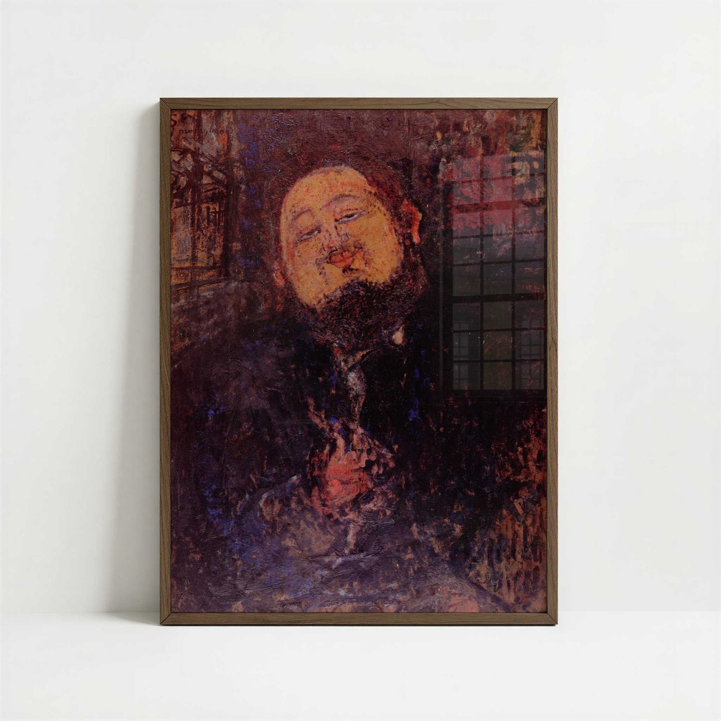 Diego Rivera (c.1914) by Amedeo Modigliani – Art Print - Art print in dark wood frame