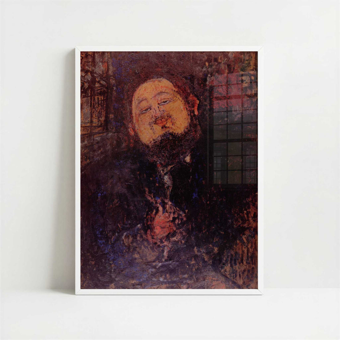Diego Rivera (c.1914) by Amedeo Modigliani – Art Print - Art print in white frame