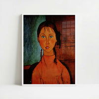 Girl with Braids (1918) by Amedeo Modigliani – Art Print - Art print in white frame