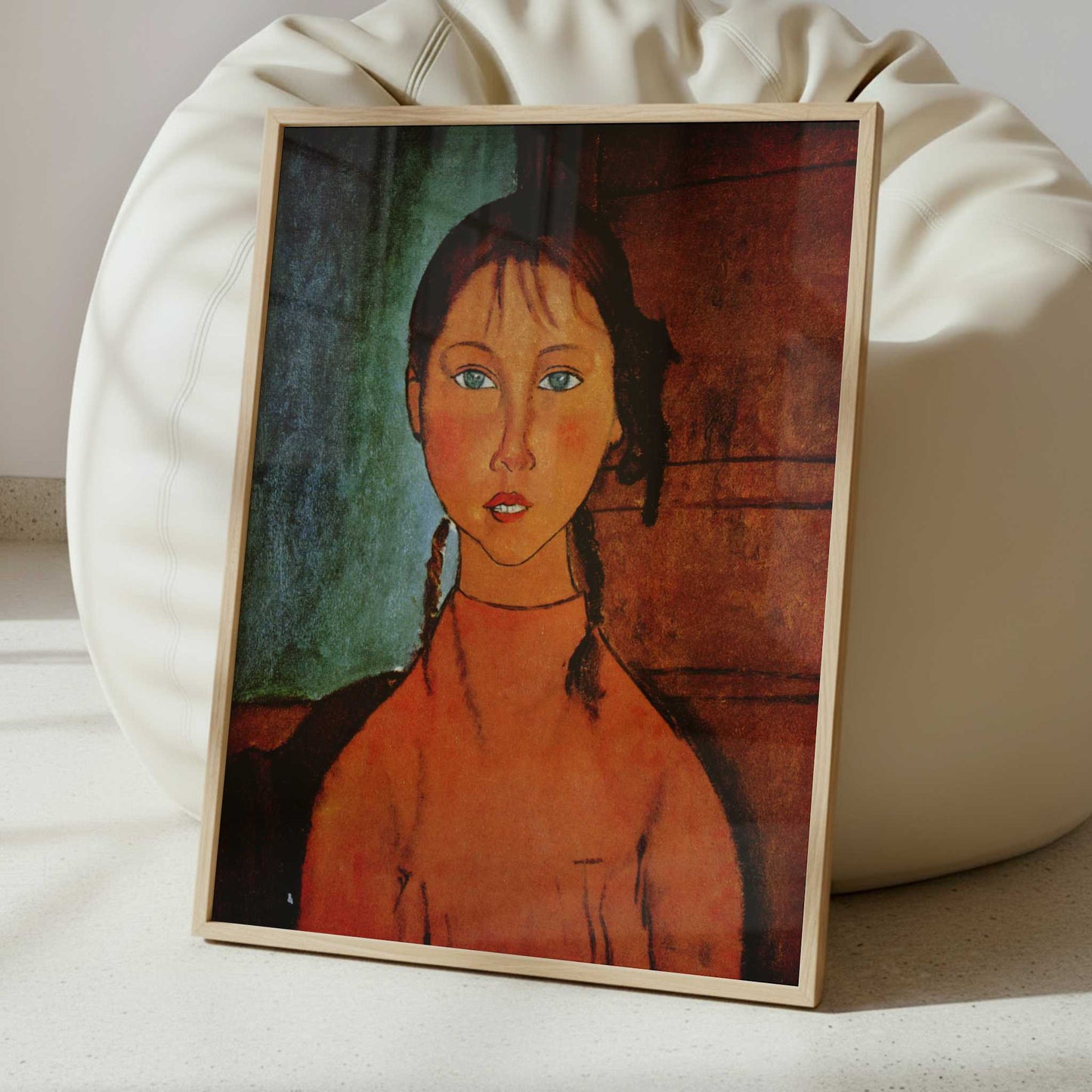 Girl with Braids (1918) by Amedeo Modigliani – Art Print - Interior inspiration