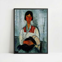 Gypsy Woman with Baby (1919) by Amedeo Modigliani – Art Print - Art print in black frame