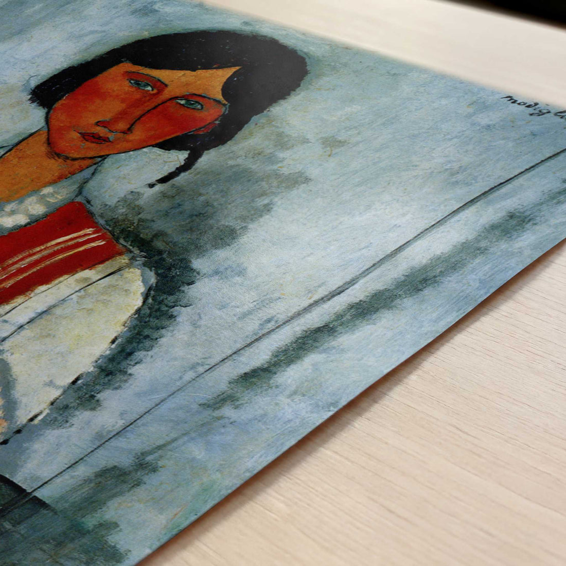 Gypsy Woman with Baby (1919) by Amedeo Modigliani – Art Print - Close-up detail of the art print