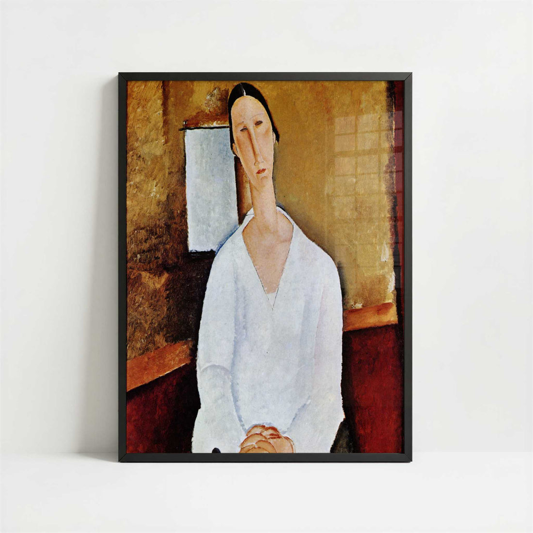 Hanka Zborowski Seated (1919) by Amedeo Modigliani – Art Print - Art print in black frame