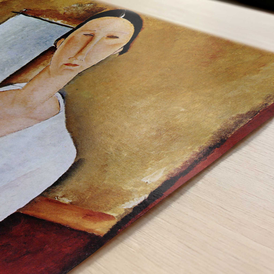 Hanka Zborowski Seated (1919) by Amedeo Modigliani – Art Print - Close-up detail of the art print